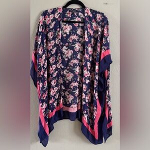 Mario Serrani Women’s Floral Kimono with Pink and Blue OSFM